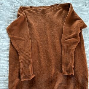 Anthropologie Brown Off-the-Shoulder Sweater